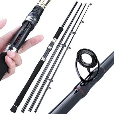 Image de Canne à Carpe Sougayilang, pêche rotative en Fibre de Carbone Super Dure, Cannes Portables 4/5 Sections avec poignée Confortable EVA pour Eau salée ou Douce 4