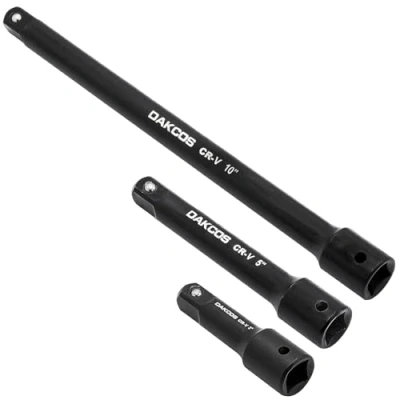 Image de DAKCOS Lot de 3 rallonges douilles 1/2&quot; en CR V avec phosphatation noire