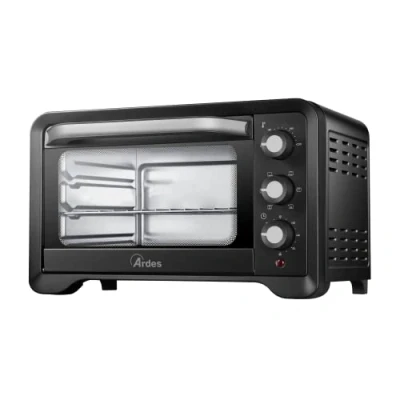 Image de ARDES AR6222PB Four électrique ventilé Capacité de 22 litres avec lumière interne 6 fonctions cuisson Minuterie Double vitrage accessoires MAGNUS, Noir