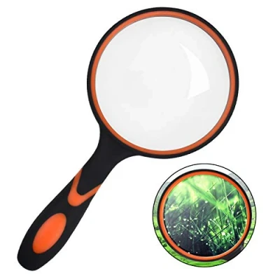 Image de Skyzone Loupe 10X, 100mm / 4inch de lecture portable avec poignée en caoutchouc souple antidérapante pour la livres, l&#039;inspection, l&#039;observation des insectes et loisirs
