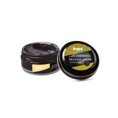 Image de Kaps Crème Délicate De Cirage Cuir Naturel Et Synthé Soin Chaussures Professionnel Intensif Du Nourrissant Pot Verre 50ml Plusieurs Couleurs (106 Marron Foncé)