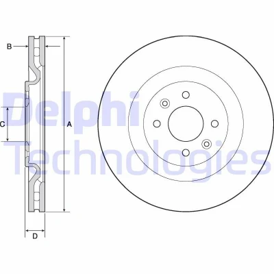 Image de DELPHI BG4689C Disque de frein 323 28 4 ventilé revêtu non traité sans roulement roue, bague ABS PEUGEOT: 208 I 3/5 portes