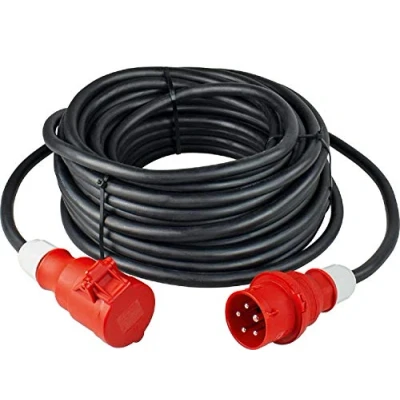 Image de as Schwabe Rallonge usage intensif Fiche et prise CEE (400 V / 16 A 11 kW) de 50 m à 5 pôles avec câble en caoutchouc H07RN F 5G2,5 IP44 Made in Germany Noir I 61017