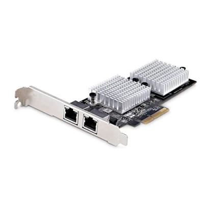 Image de StarTech.com Carte Adaptateur Réseau PCIe 10GbE à 2 Ports Ethernet PCI Express pour PC/Serveur Six Vitesses avec Trames Jumbo NIC/LAN, 10GBASE T et NBASE (ST10GSPEXNDP2)