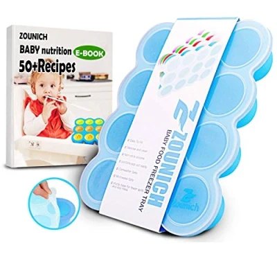 Image de Boîte de rangement congelée pour aliments bébés ZOUNICH en silicone, bébés, purée, whisky, yogourt et glace,multi usage réutilisable
