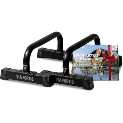 Image de VIA FORTIS Barres Parallettes Premium Acier Ultra Résistant et léger Facile à Transporter Musculation au Poids du Corps Tous Niveaux Taille M