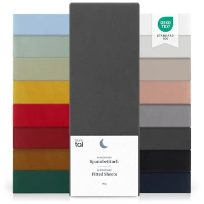 Image de Blumtal Basics Lot De 2 Drap Housse160 x 200 30cm Housse 160 30cm, Microfibre Haute Qualité Doux, Résistant, Anti Plis Certifié Oeko Tex Anthracite