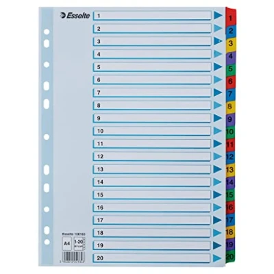 Image de Esselte A4 mylar 1 20 Partie Dividers Multicolore