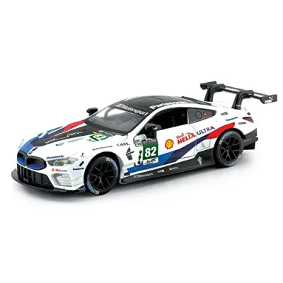Image de TURBO CHALLENGE BMW M8 GTE 24H du Mans Die Cast 029077 1/32 Voiture Rétro Friction Blanc Métal À Partir de 4 Ans