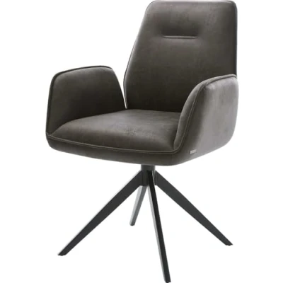 Image de Chaise pivotante Zoa Flex microvelours anthracite vintage pied croisé large noir pivotement sur 360 fonction bascule ressorts ensachés