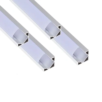Image de Jandei 4 Profilés en Aluminium Gris 1 M, Canal Forme de V pour l&#039;installation Bandes LED dans des coins à 90º, Diffuseur Semi transparent. Embouts et Clips montage (18,2mm x 18,2mm)