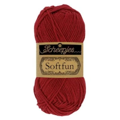 Image de Scheepjes Softfun Fil, Coton Acrylique, 2492 Bordeaux, 1x50g