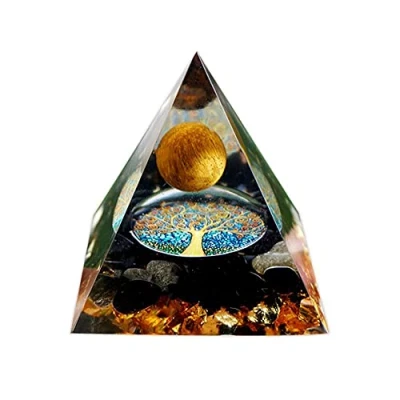 Image de ycyingcheng Pyramide Ogan Crystal Energy Tower Nature Reiki Chakra Pierre Concassée, Dissolvant D&#039;Énergie Négative Bénédiction Ornements De Bureau À Domicile Ornement Feng Shui Cristal (B)