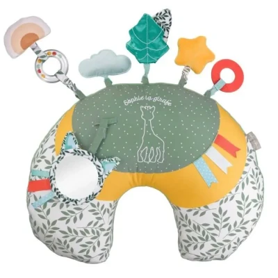 Image de Sophie la Girafe Coussin d&#039;activités Cosy Play pour bébé réversible avec une face détente et éveil Jouet premier age dès naissance