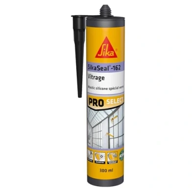 Image de SIKA Mastic silicone spécial verre SikaSeal 162 Vitrage noir Étanchéité des vitrages, verrières, serres Intérieur et extérieur 300 ml