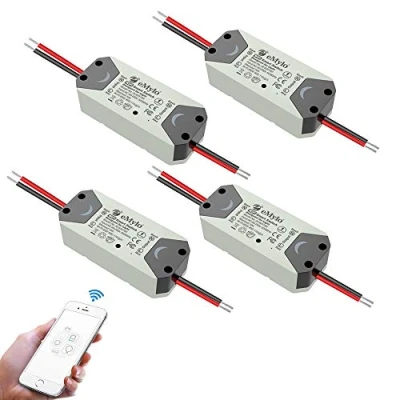 Image de eMylo Commutateur WiFi intelligent Interrupteur d&#039;éclairage universel Smart Home DIY Module de relais sans fil Télécommande Minuterie Commande vocale avec Alexa, Google Via Android IOS 4PCS