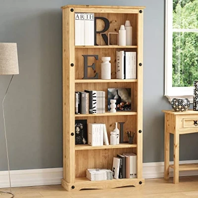 Image de Vida Designs Corona Tall Bibliothèque, pin, Vert Sapin, Product Size: H 170 x W 75 D 29 Cm Approx