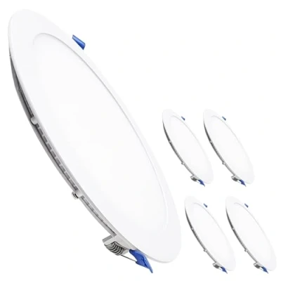 Image de LED ATOMANT Lot de 5 Panneau Encastrable Downlight Rond Plat 225mm 20W, CCT (Sélecteur Couleur Blanc Chaud, Neutre et Froid), Coupe 205mm, 1800 Lumens, Driver inclus