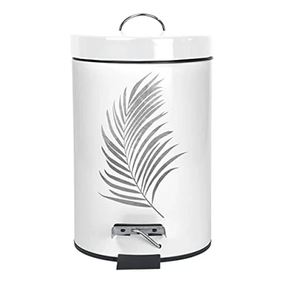 Image de Douceur d&#039;Intérieur, Poubelle à Pédale (3 L) Orbella Blanc/Argent, Métal