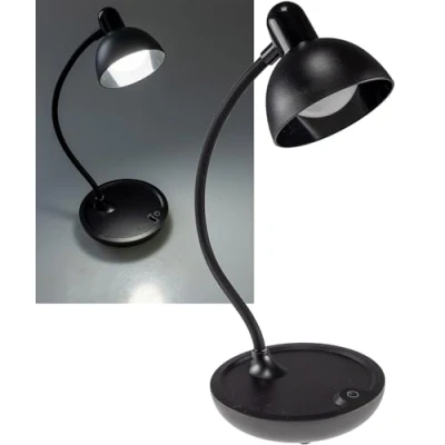 Image de lampe de table 3x pile AA 25cm col cygne dimmable lecture LED blanc chaud 3000k noir