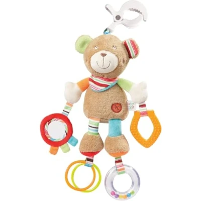 Image de Fehn Ourson d&#039;activité Peluche d&#039;Éveil Nounours Jouet de Développement Moteur à Suspendre avec Miroir et Anneaux Mordre Saisir Émettant Des Sons pour bébés enfants partir 0+ mois