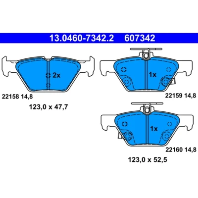 Image de ATE 13.0460 7342.2 Jeu de plaquettes frein avec indicateur d&#039;usure SUBARU: Levorg I, XV II, Impreza V 3/5 portes