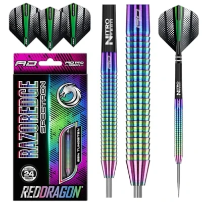 Image de RED DRAGON Razor Edge Spectron Fléchettes en tungstène 24 grammes avec ailettes et tiges (tiges)