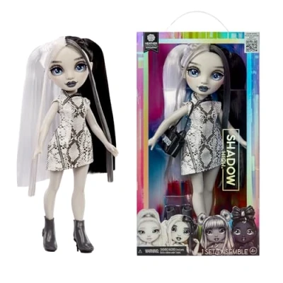 Image de RAINBOW High Shadow Heather Grayson Poupée Mannequin Camaïeu de Gris 28cm, Cheveux et Tenue Noirs Blancs, Sac À Main Élégant, Cadeau Mignon pour Les Enfants 4 à 10 Ans