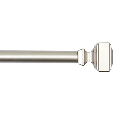 Image de Amazon Basics Tringle à rideau 2,54 cm avec embouts carrés, 183 366 cm, Nickel