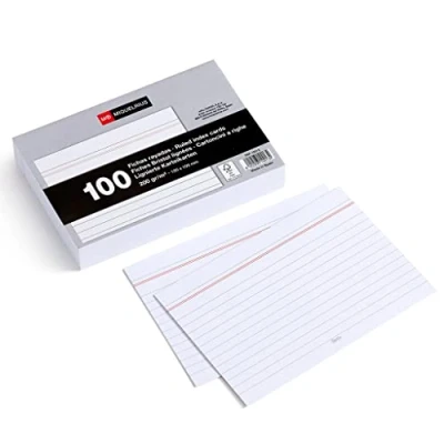 Image de Miquelrius Flashcards, 100 Cartes de notes, Lignés Horizontalement, Fiches d&#039;étude, Papier offset 200 g/m², Format x 150 mm, Blanc