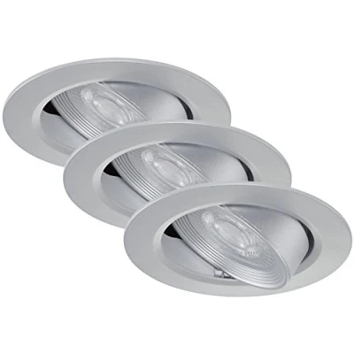 Image de Briloner Leuchten, Lot de 3 spots encastrables LED pivotant, 7278034 plastique/argenté + x 5 W incluse.