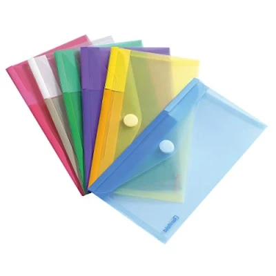Image de TARIFOLD Djois Made by 6 Enveloppes Recyclé Porte Documents Plastique Non Perforées Fermeture Scratch Format M65 / Chèque Couleurs (Bleu, Violet, Vert, Jaune, Rose, Transparent) 510279