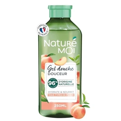 Image de Naturé Moi Gel Douche Douceur Hydrate et Nourrit Tous Types de Peaux Pêche Thé Vert Bio 96% d&#039;Origine Naturelle Formule Biodégradable Flacon Recyclé 250 ml Fabriqué en France