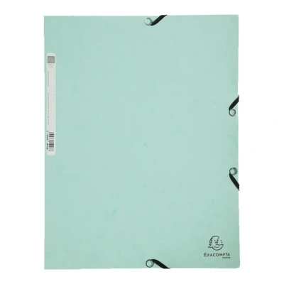 Image de Exacompta Réf. 55533E 1 chemise à élastiques pochette 3 rabats en carte lustrée 400 g/m2 Aquarel dimensions 24 x 32 cm pour documents au format A4 couleur vert pastel