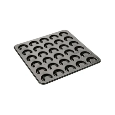 Image de Zenker 6001 plaque de cuisson pour Vanillekipferl, moule forme croissants, à gâteaux, croissants vanille, Noël, Acier inoxydable, Noir, 32 x 30,5 1 cm