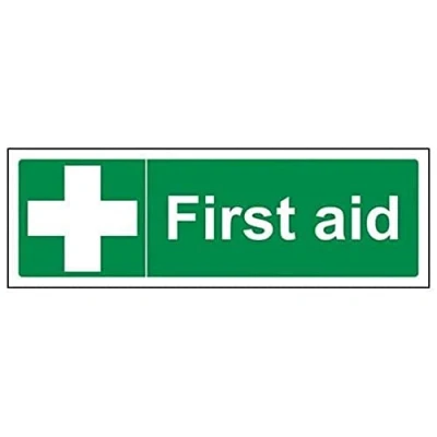 Image de vsafety 31011 ax r &quot;premiers secours First Aid Panneau Assemblée, en plastique rigide, paysage, 300 mm x 100 mm, vert