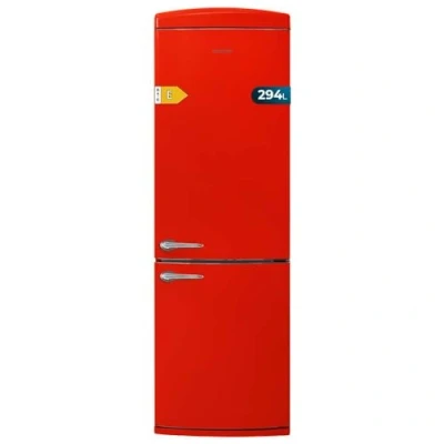 Image de Cecotec Réfrigérateur combiné rétro à deux portes 294 L Bolero CoolMarket Combi Origin Rouge. Hauteur 190 cm et largeur 60 cm, No Frost total, Refroidissement multiple, Ultra Fresh