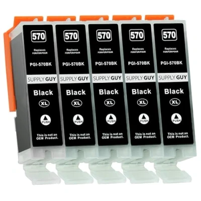 Image de Supply Guy 5 Cartouches d&#039;encre avec Puce Compatible Canon PGI 570 PGBK Noir Grande pour Pixma MG5750 MG5751 MG6850 MG7750 TS5050 TS5055 TS6050 TS8050 TS9050 TS9055 et Plus (Voir Page Produit)