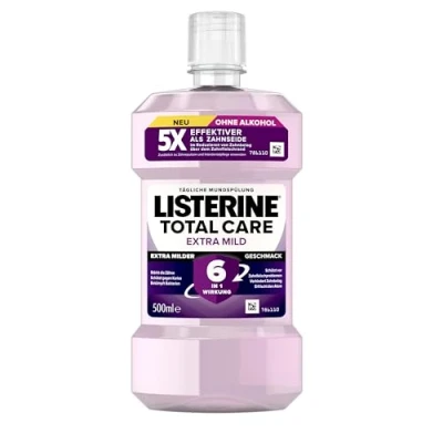 Image de LISTERINE Total Extra Doux (500 ml) bain de bouche protecteur sans alcool contre les caries Effet 6 en 1 Le antibactérien protège problèmes gencives Jusqu&#039;à 24 h