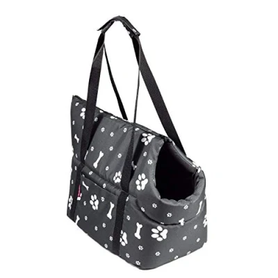 Image de BoutiqueZOO Sac r Main de Transport pour Chien Noir, S: 34x22x26 cm (LxÉxH) Petits et Moyens Chiens, Chiots, Chats