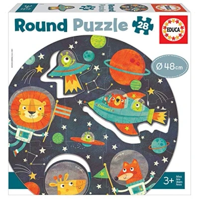 Image de Educa Round Puzzle l&#039;espace. Rond Enfant. pour Enfants avec Un diamètre de 48 cm. Recommandé à partir 3 Ans (18908)