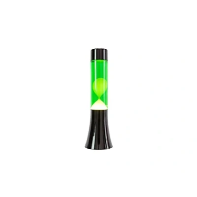 Image de fisura. Lampe à lave verte. de 30 cm avec base noire, liquide vert et jaune. d&#039;ambiance originale. 9x9x30