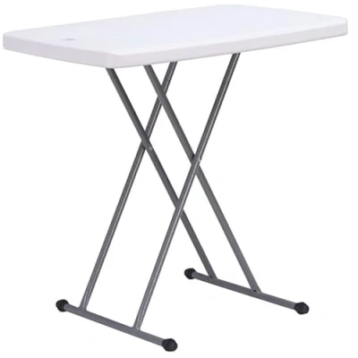 Image de Table Pliante Longueur 76 * 50 74cm, en Deux Robuste, de Pique Nique Portable et Légère avec Structure Acier, Utilitaire Intérieure Extérieure, Blanc