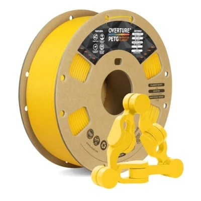 Image de OVERTURE Filament PETG 1,75 mm, bobine 1 kg (2,2 lbs), Neatly Wound Durable pour imprimante 3D, précision dimensionnelle +/ 0,02 3D Printer (Jaune)