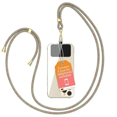 Image de EAZY CASE Chaîne Universelle pour téléphone Portable, adaptée à Tous Les Smartphones, Tour de Cou, Housse avec Cordon, Sangle cellulaire adapté Toutes Pochettes, Arc en Ciel