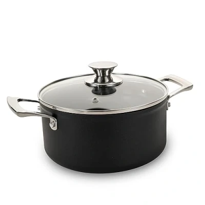 Image de Genius Cerafit Plasma Faitout 20 cm avec couvercle en verre Casserole revêtue de 3 l acier inoxydable à pâtes pour tous les types plaques cuisson répartition homogène la