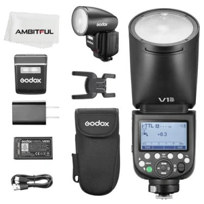 Image de Godox V1Pro N flash à Tête ronde pour appareil photo 2,4 G X sans fil HSS 76 Ws i TTL Li ion Speedlight avec externe SU 1 Nikon