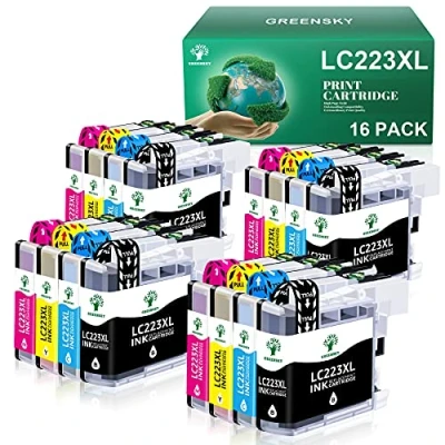 Image de GREENSKY LC223 Cartouche d&#039;encre pour Brother LC 223 223XL MFC J4420DW J4620DW J5720DW J480DW J4625DW J5625DW J5620DW J5320DW DCP J4120DW J562DW (16 Pack)