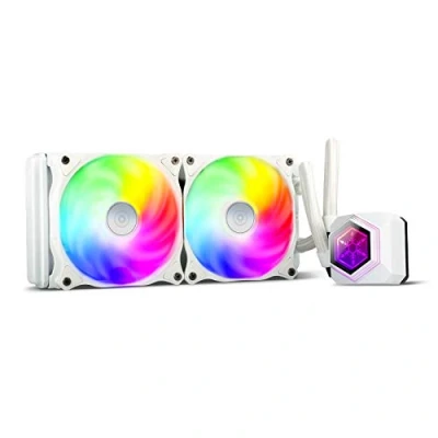 Image de SilverStone SST PF240W ARGB V2 PermaFrost Refroidisseur d&#039;eau Premium, PWM double ajustable 120mm, ARGB, Intel/AMD, blanc