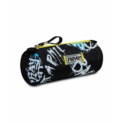 Image de Seven Porte Stylo Scolaire Abstract GreFFITY Boy Noir Spacieux, Mono Compartiment Trousse Enfants garçons école Primaire, intermédiaire, Noir, Taglia Unica,